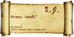 Kresz Jenő névjegykártya